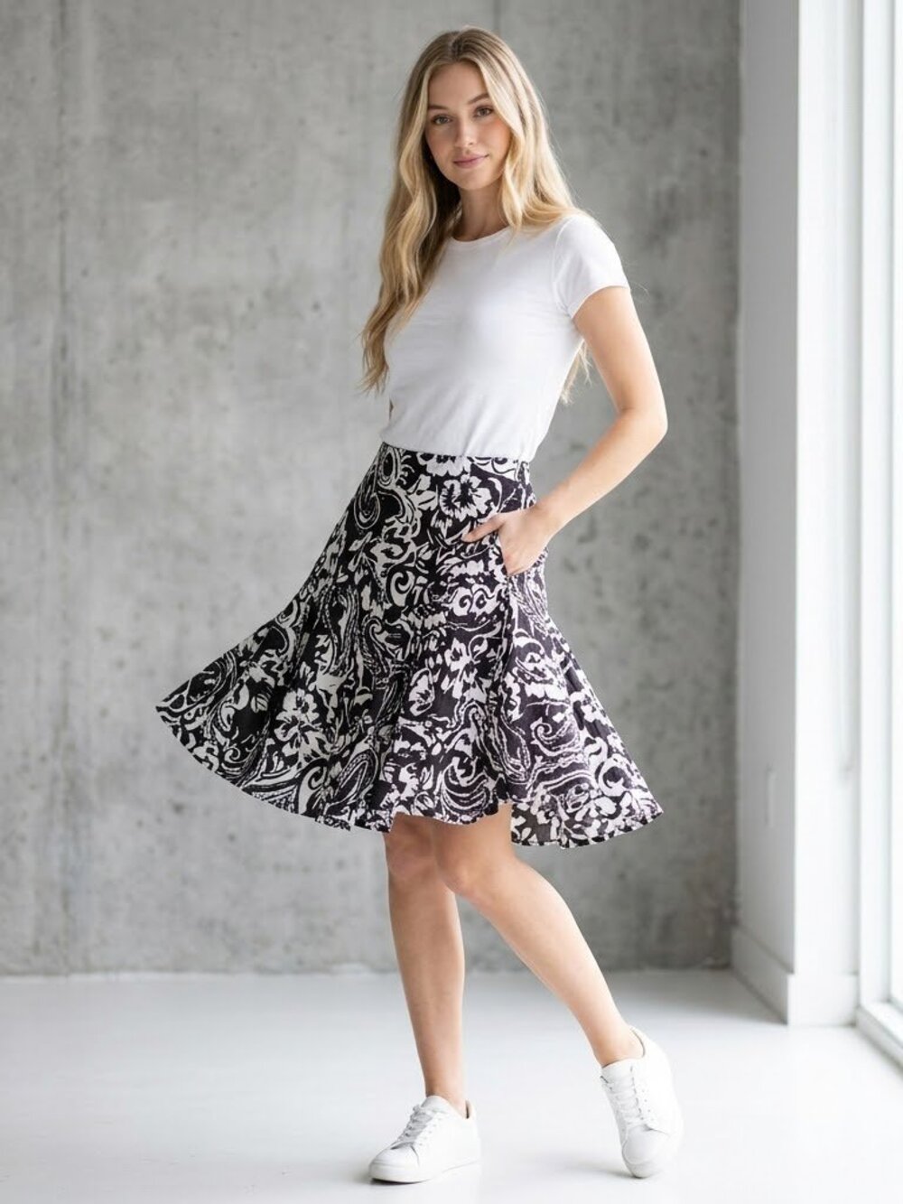 Ralph Lauren Black and White Fit and Flare Mini Skirt
